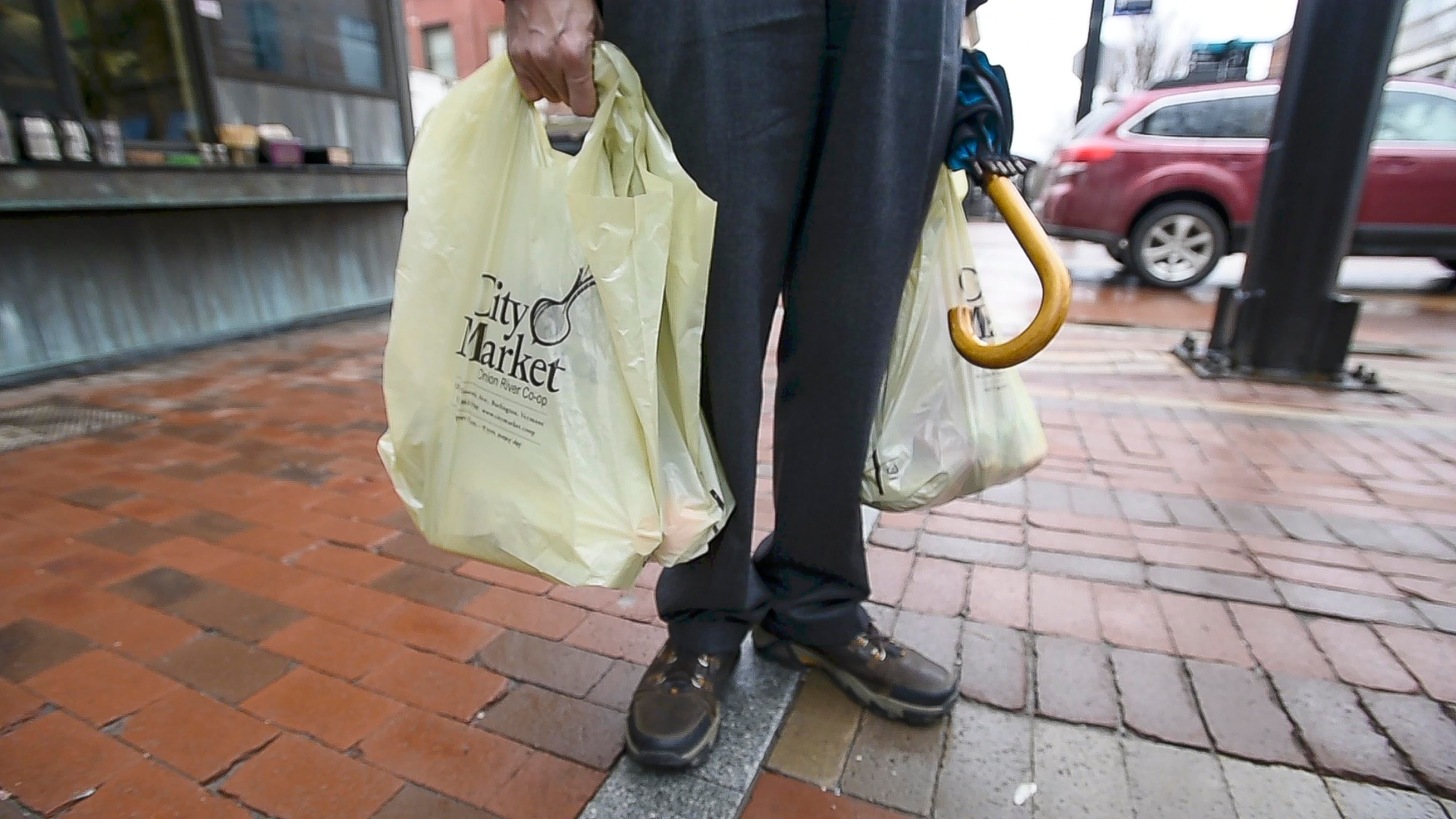 plastic bags on shoes